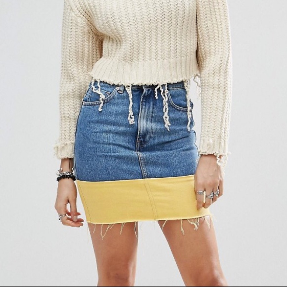 ASOS original denim color block skirt